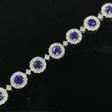 Load image into Gallery viewer, GRC Certified 5.00ct Natural Sapphire &amp; Diamond Bracelet 18K White Gold
