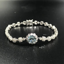 Load image into Gallery viewer, GRC Certified 4.5ct Natural Aquamarine &amp; Diamond Bracelet
