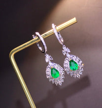 Load image into Gallery viewer, GRC Certified 1.50ct Natural Emereld &amp; Diamond Earrings
