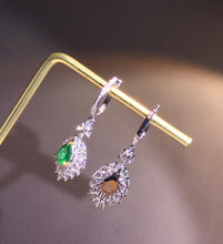 Load image into Gallery viewer, GRC Certified 1.50ct Natural Emereld &amp; Diamond Earrings
