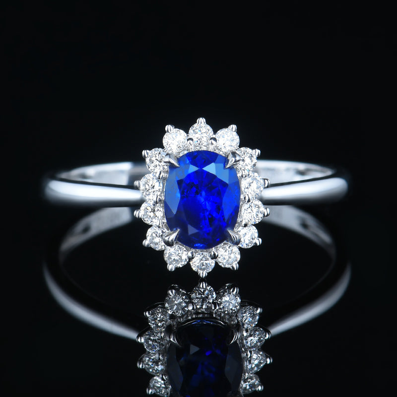 GRC Certified 1.25ctw Sri Lanka Natural Sapphire & Diamond Ring