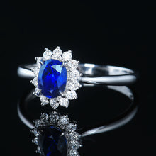 Load image into Gallery viewer, GRC Certified 1.25ctw Sri Lanka Natural Sapphire &amp; Diamond Ring
