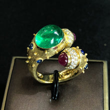 Load image into Gallery viewer, GRC Certified 6.655ctw Natural Emerald &amp; Diamond Ring 18K Rose Gold
