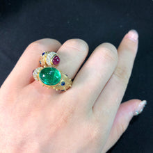 Load image into Gallery viewer, GRC Certified 6.655ctw Natural Emerald &amp; Diamond Ring 18K Rose Gold
