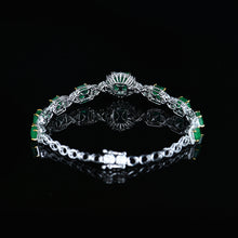 Load image into Gallery viewer, GUILD Certified 6.51ctw Natural Emerald &amp; Diamond Bracelet 18K White Gold
