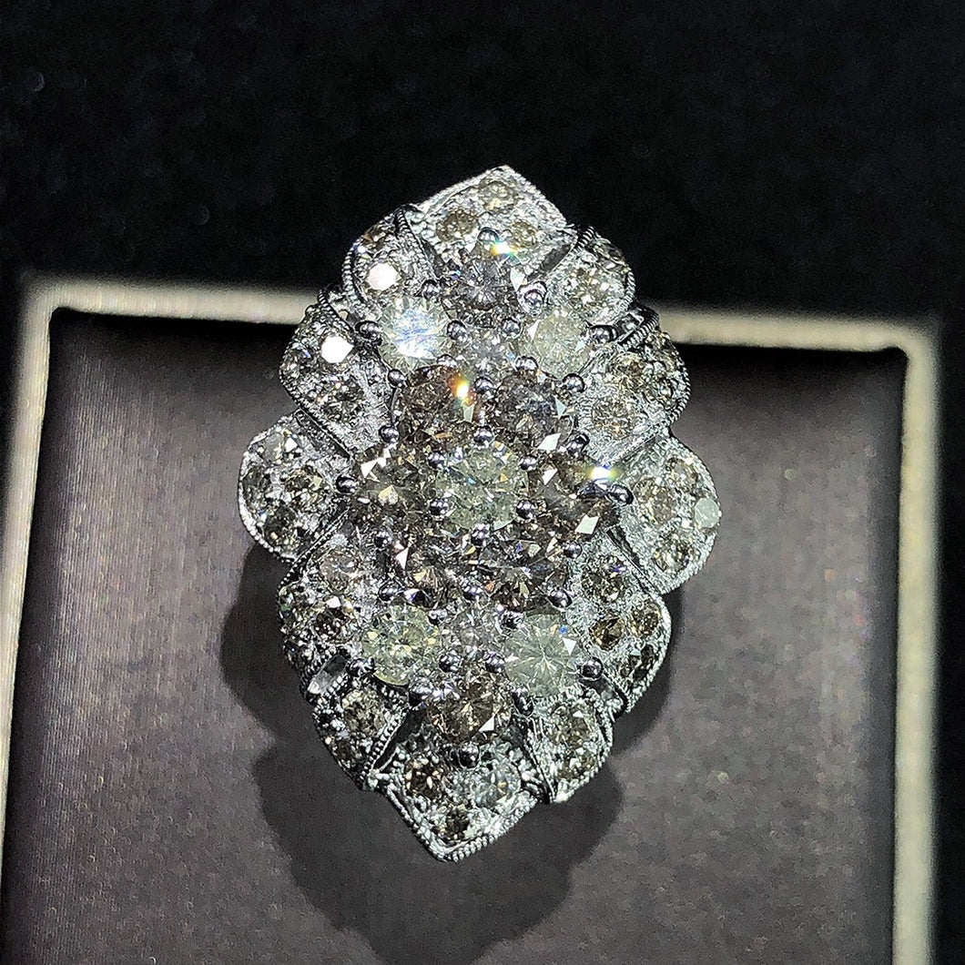 3.500ctw Certified Natural Diamond Ring 18K White Gold