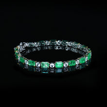 Load image into Gallery viewer, GRC Certified 7.51ctw Natural Emerald Bracelet 18K White Gold
