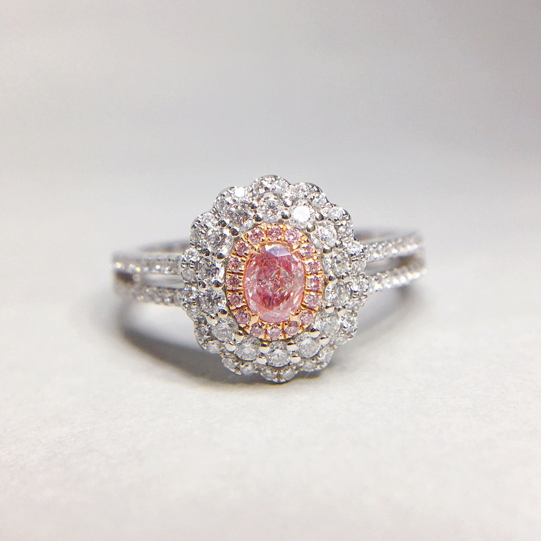 0.579ctw Certified Pink Diamond Ring 18K White Gold