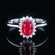 Load image into Gallery viewer, GRC Certified 1.30ctw Natural Ruby &amp; Diamond Ring 18K White Gold
