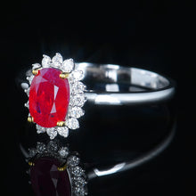 Load image into Gallery viewer, GRC Certified 1.30ctw Natural Ruby &amp; Diamond Ring 18K White Gold
