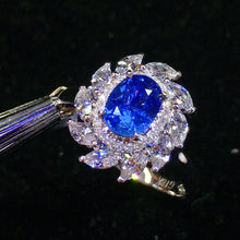 Load image into Gallery viewer, GIS Certified 1.00ct Natural Sapphire &amp; Diamond Ring 18K White Gold
