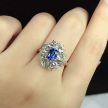 Load image into Gallery viewer, GIS Certified 1.08ct Natural Sapphire &amp; Diamond Ring 18K White Gold

