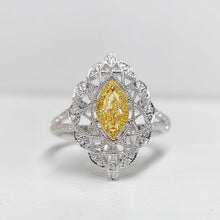 Load image into Gallery viewer, 0.437ctw Certified Natural Yellow Diamond Ring 18K White Gold
