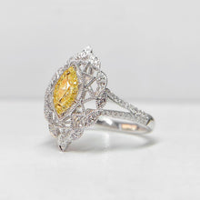Load image into Gallery viewer, 0.437ctw Certified Natural Yellow Diamond Ring 18K White Gold
