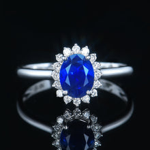 Load image into Gallery viewer, GRC Certified 1.450ctw Unheated Natural Sapphire &amp; Diamond Ring 18K White Gold
