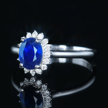 Load image into Gallery viewer, GRC Certified 1.450ctw Unheated Natural Sapphire &amp; Diamond Ring 18K White Gold
