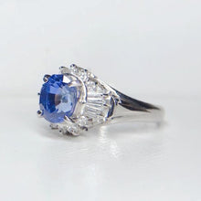 Load image into Gallery viewer, 2.110ctw Certified Sapphire &amp; Diamond Ring 18K White Gold
