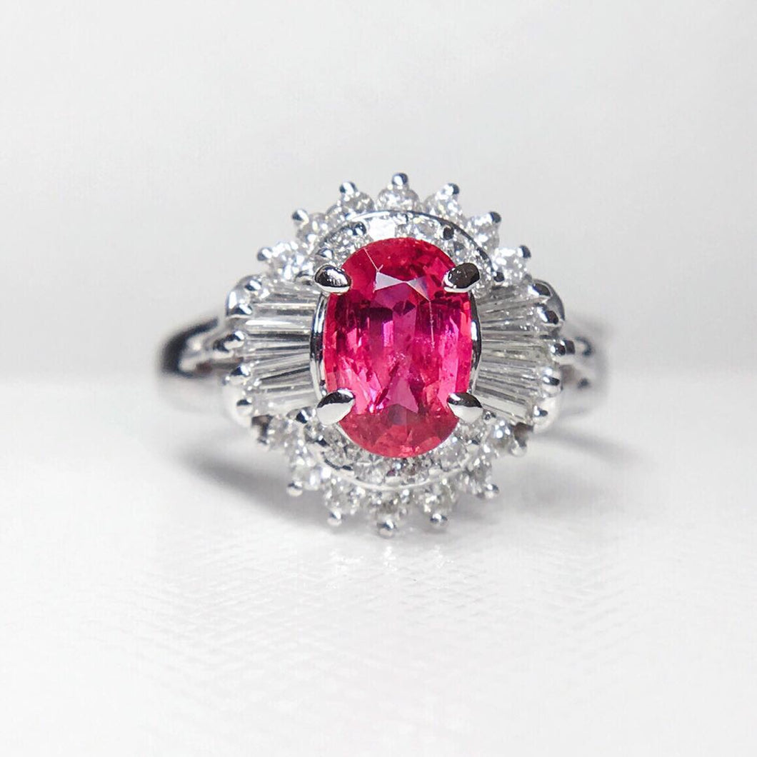 1.57ctw Certified Ruby & Diamond Ring in PT850