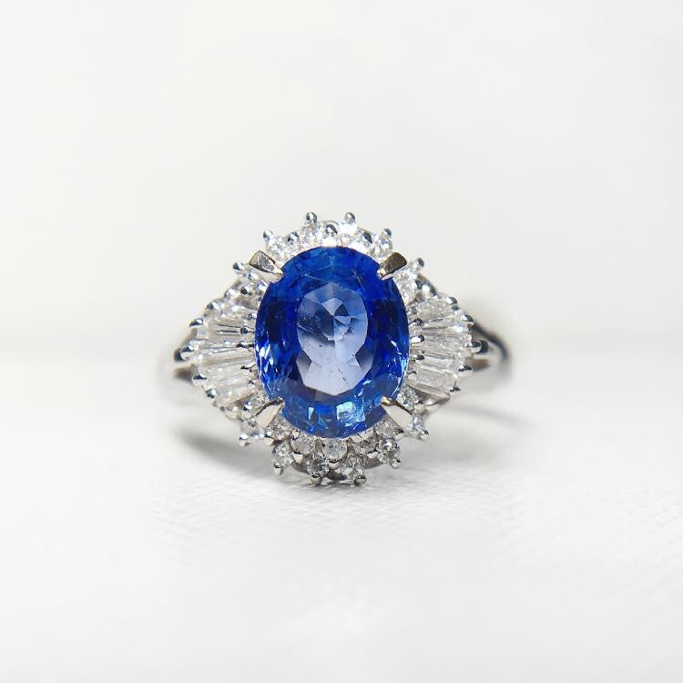 2.180ctw Certified Sapphire & Diamond Ring in18K White Gold