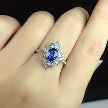 Load image into Gallery viewer, GIS Certified 1.240ctw Unheated Sapphire &amp; Diamond Ring 18K White Gold
