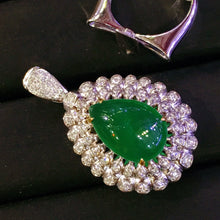 Load image into Gallery viewer, GRC Certified 10.578ctw Emerald Pendent &amp; Ring In One Style 18K White Gold
