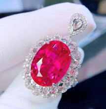 Load image into Gallery viewer, GUILD Certified 12.10ctw Natural Vivid Red Rubellite Tourmaline Ring &amp; Pendant in One Style
