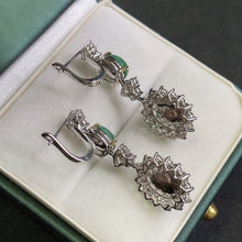 Load image into Gallery viewer, GRC Certified 11.205ctw Vivid Green Natural Emerald &amp; Diamond Earrings
