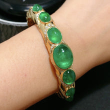 Load image into Gallery viewer, GRC Certified 22.908ctw Natural Emerald &amp; Diamond Bangle
