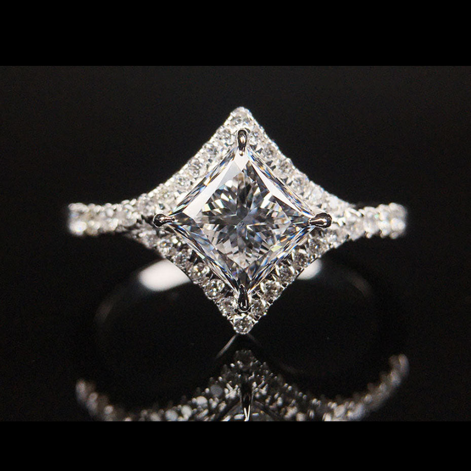 1.17ctw D VVS2 Rectangle Diamond Ring