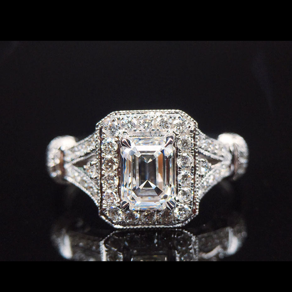 0.70ct F VS1 Emerald Diamond Ring