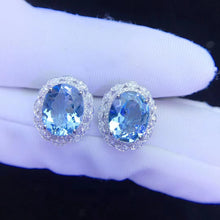 Load image into Gallery viewer, 4.8ct Certified Aquamarine &amp; Diamond Earrings in 18K White Gold
