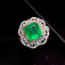 Load image into Gallery viewer, 3.00ct Certified Emerald &amp; Diamond Ring in 18K White Gold
