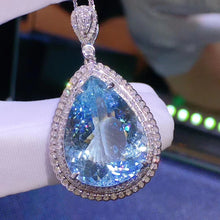 Load image into Gallery viewer, 14.63ct Certified Aquamarine &amp; Diamond Pendant in 18K White Gold
