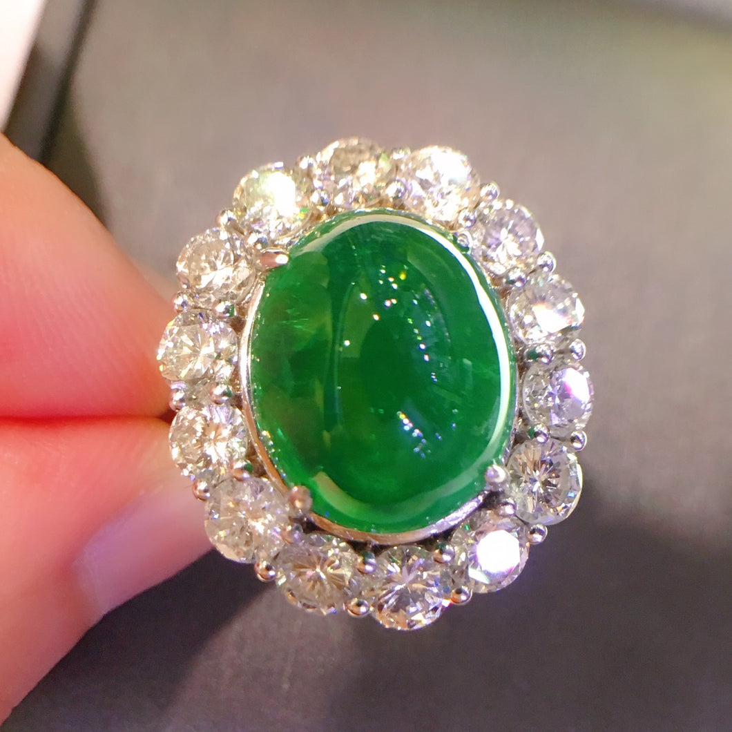 11.25ct Certified Emerald & Diamond Ring 18K White Gold