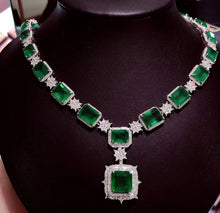 Load image into Gallery viewer, 45.30ctw CertifiedNatural Emerald &amp; Diamond Necklace 18K White Gold
