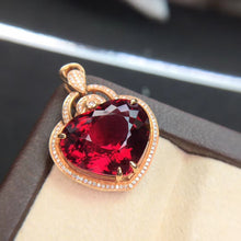 Load image into Gallery viewer, 11.38ctw Certified Natural Rubellite Tourmaline &amp; Diamond Pendant 18K White Gold
