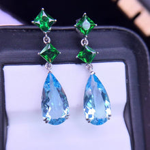 Load image into Gallery viewer, 8.18ctw Certified Aquamarine &amp; Diamond Earrings 18K White Gold
