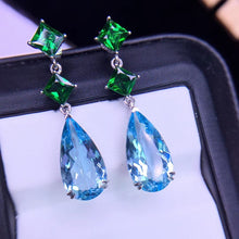 Load image into Gallery viewer, 8.18ctw Certified Aquamarine &amp; Diamond Earrings 18K White Gold
