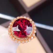 Load image into Gallery viewer, 8.390ct Certified Natural Red Tourmaline &amp; Diamond Ring 18K White Gold
