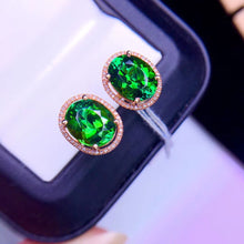 Load image into Gallery viewer, 5.28ctw Certified Natural Tourmaline &amp; Diamond Earrings 18K White Gold
