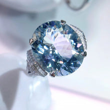 Load image into Gallery viewer, 10.58ctw Certified Natural Aquamarine &amp; Diamond Ring 18K White Gold
