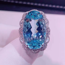 Load image into Gallery viewer, 21.18ctw Certified Natural Aquamarine &amp; Diamond Ring 18K White Gold
