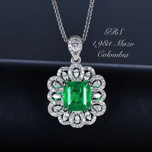 Load image into Gallery viewer, GRS Certified 2.76ctw Natural Emerald &amp; Diamond Pendant 18K White Gold
