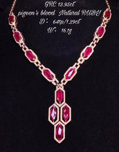 Load image into Gallery viewer, 15.24ctw Certified Natural Ruby &amp; Diamond Necklace 18K Rose Gold
