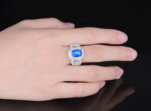 Load image into Gallery viewer, 5.86ctw Certified Natural Sapphire &amp; Diamond Ring 18K White Gold
