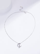 Load image into Gallery viewer, Cat &amp; Moon Charm Silver Necklace
