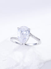 Load image into Gallery viewer, Cubic Zirconia Water-drop Decor Silver Ring
