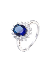 Load image into Gallery viewer, Gemstone Oval Decor Silver Ring
