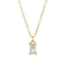 Load image into Gallery viewer, Cubic Zirconia Rectangle Silver Charm Necklace
