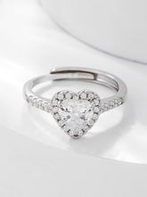 Load image into Gallery viewer, Cubic Zirconia Heart Decor Silver Ring
